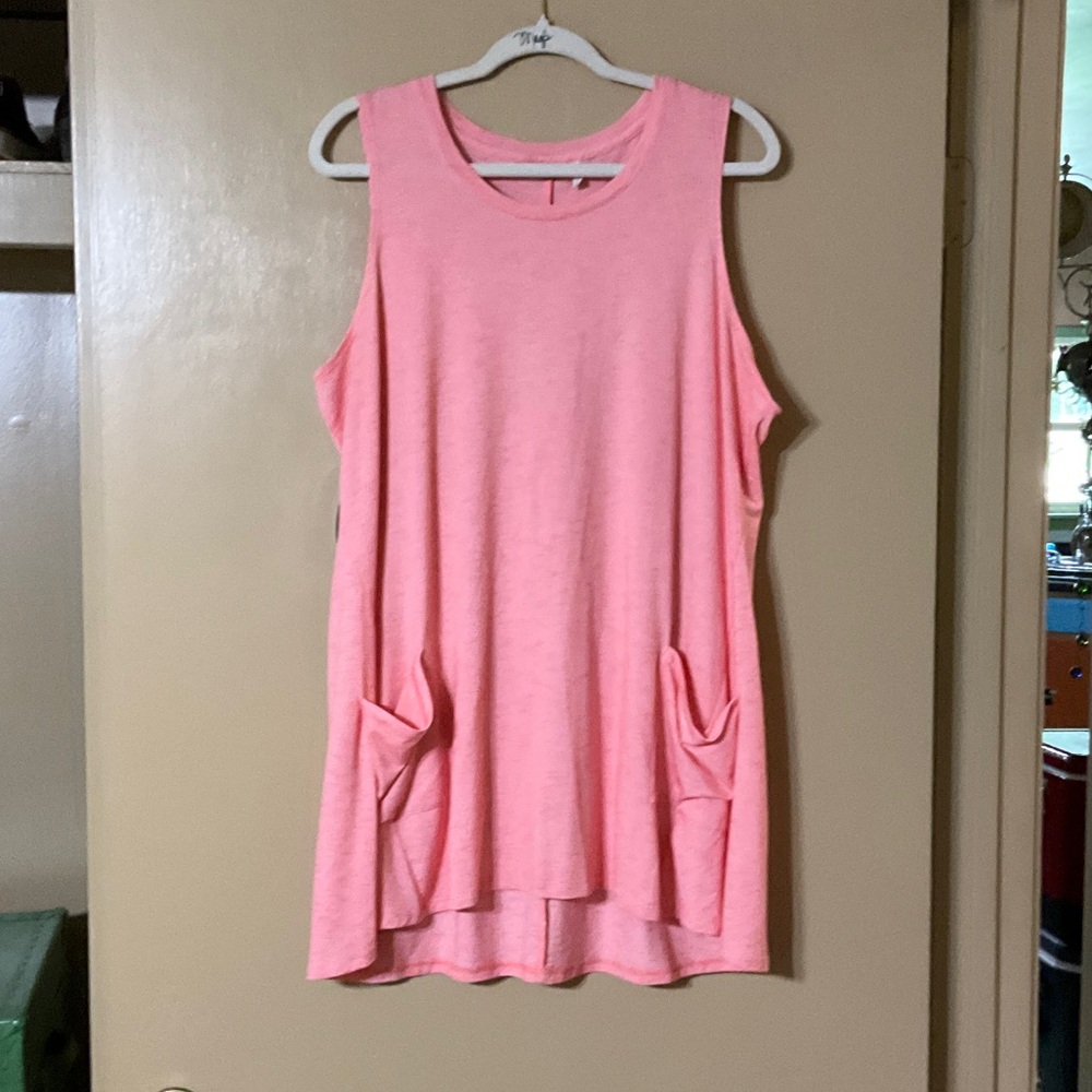 LOGO by Lori Goldstein Coral Peachy Sleeveless Pocket Tunic